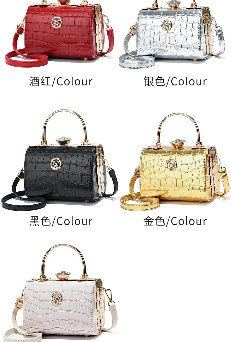 Patent Leather Diamond Handle Bag