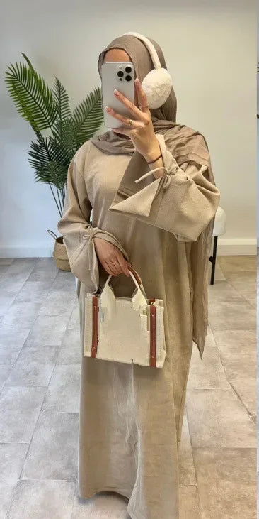 Eid Ramadan Corduroy Abayas Dubai Turkey Kaftan for Women Muslim Modest Dress Arabic Robe Kebaya Caftan Marocain Femme Musulmane