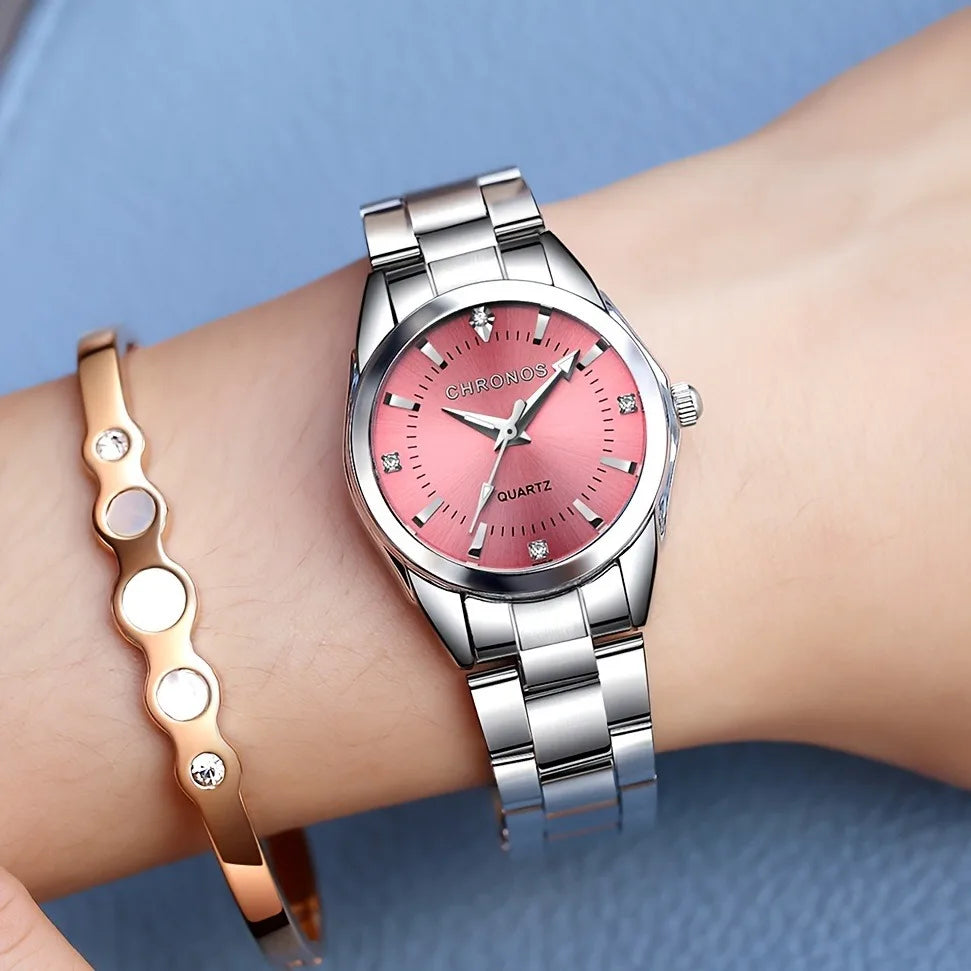 CHRONOS Elegant Women Watch Luxury Ladies Fashion Girls Wristwatch Quartz Movement Stainless Steel Gift for Female Girlfriend
