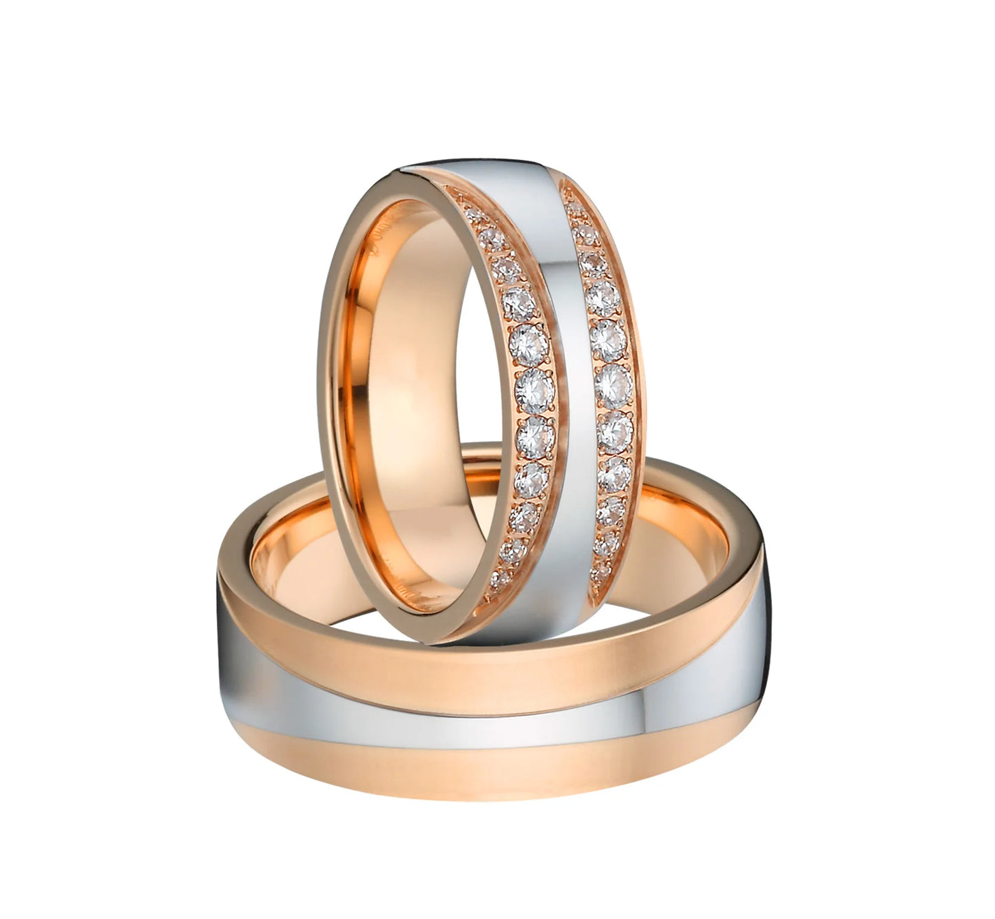 Hypoallergenic Titanium Matching Couple Rings Designer Crown Rose Golden Valentines Wedding Bands For Men And Women