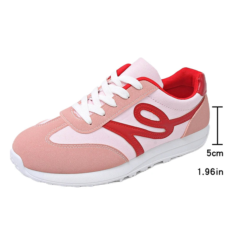 Fashion Striped Women's Lightweight Sneakers Soft Sole Non Slip Casual Sports Shoes Woman Spring Autumn Lace Up Yellow Sneakers