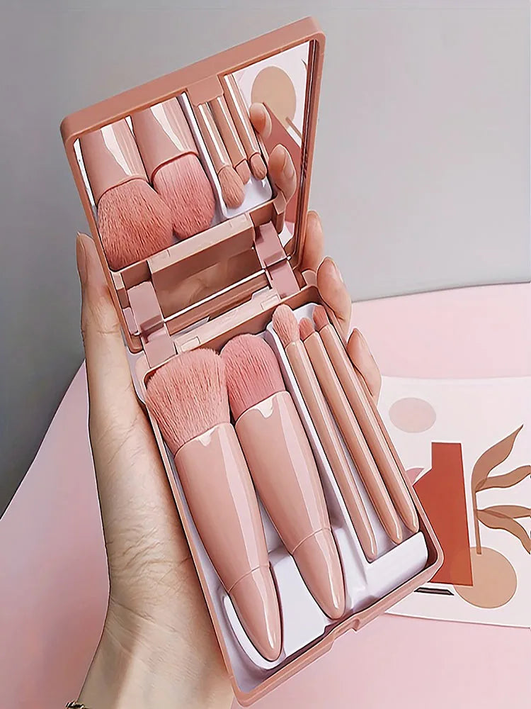 5Pcs Travel Makeup Brush Set with Mirror