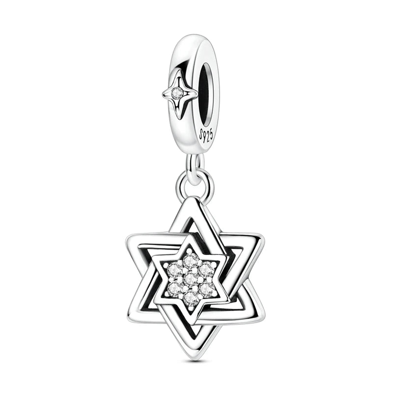 925 Sterling Silver Charm Pendant Star Moon Sun Starry Sky Beaded Charm Fit Original Bracelet DIY Fine Jewelry Making For Women