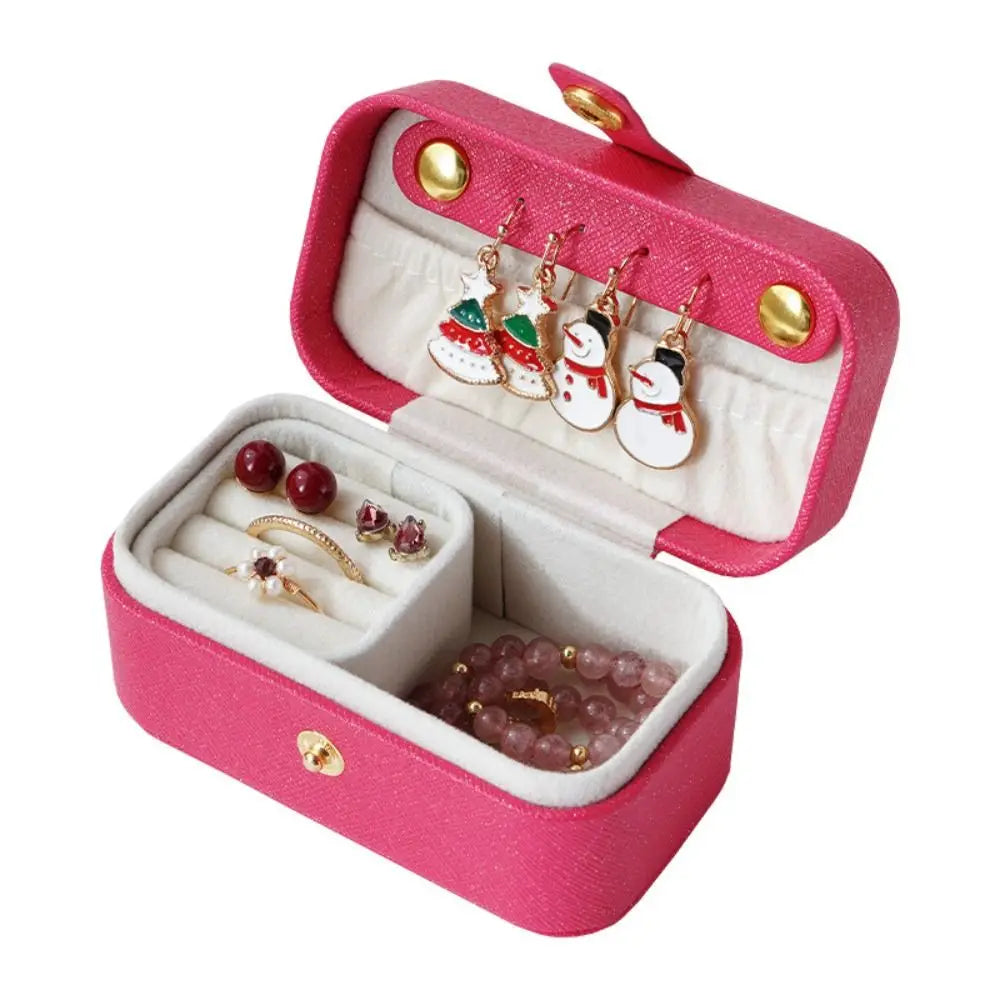 New PU Leather Mini Jewelry Box Flip Cover Mini Storage Case Portable Jewelry Organizer for Women Girls
