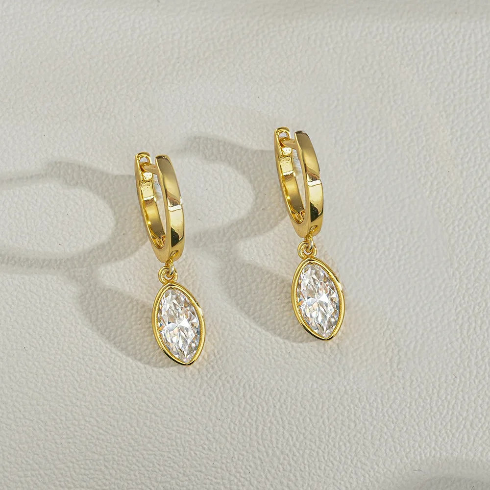 Simple 0.5ct Round Pear Emerald Moissanite Diamond Earring for Women 925 Sterling Silver Plated 18K Women Moissanite Earring GRA