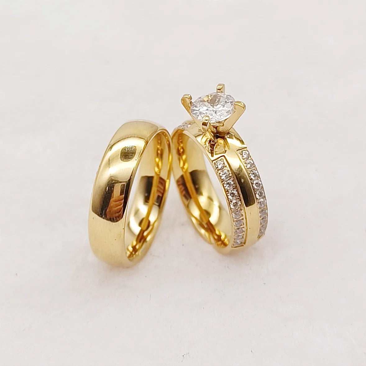 Unique Statement Rings Engagement Marriage Wedding Bridal Sets Couples Designer Lovers 18k Gold Plated Alliances