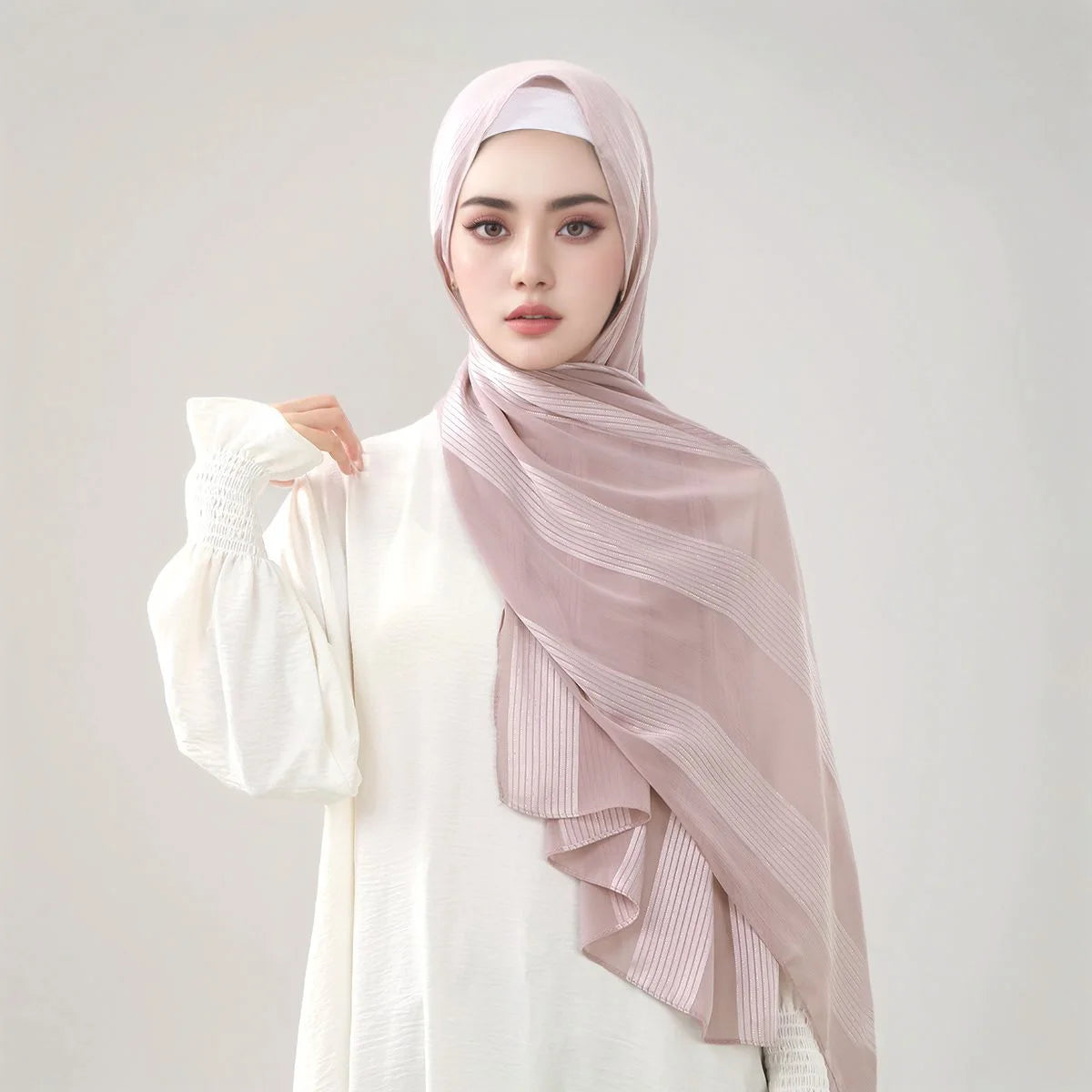 Gradient Shiny Chiffon Scarf Silk Like Women Muslim Hijab Solid Headscarf Shawl Premium Yarn Scarf Islam Turban Ramadan 180*75cm