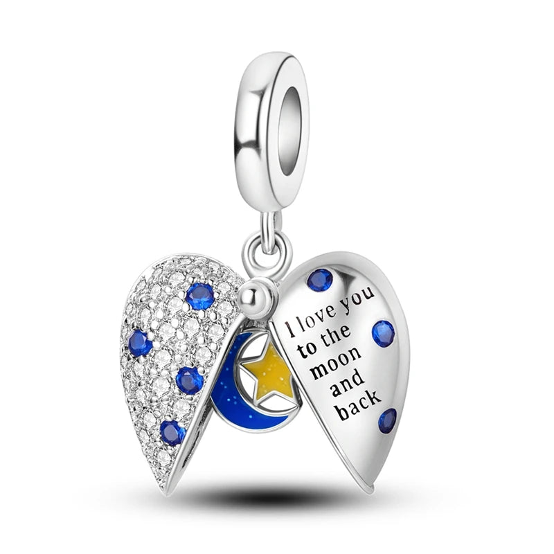 925 Sterling Silver Charm Pendant Star Moon Sun Starry Sky Beaded Charm Fit Original Bracelet DIY Fine Jewelry Making For Women