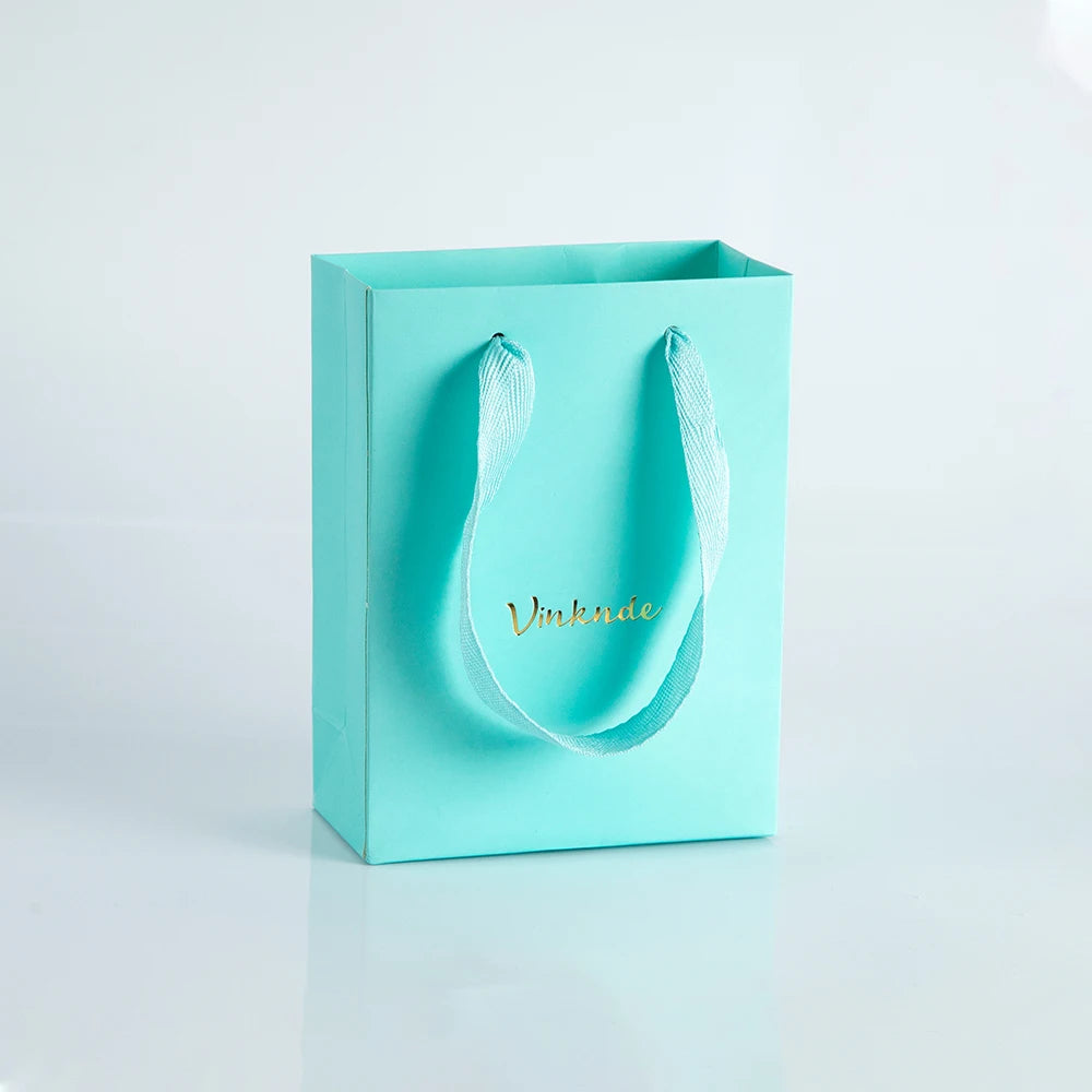 100Pack Kraft Gift Bags with Handles Custom Logo 15x6 | Faeva London