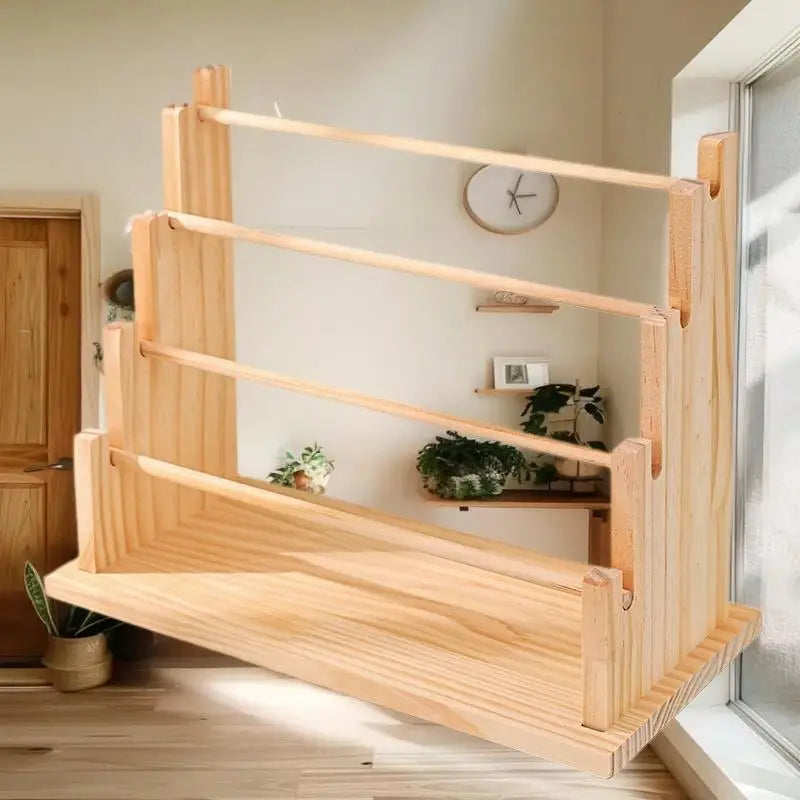 Wooden Headband Storage Rack Display Stand 2 Layer Home Use Hair Accessories Jewelry Headwear Exhibition Rack Jewelry Storage