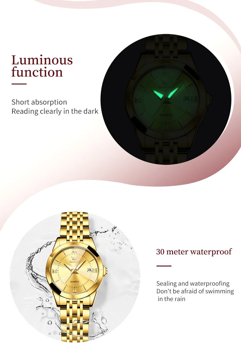 OLEVS 9989 Elegant Women Watch Casual Fashion Calendar Waterproof HD Luminous Watch Exquisite Luxury Brand Quartz Watch Girl