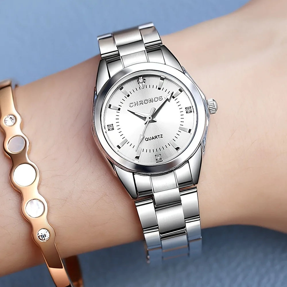 CHRONOS Elegant Women Watch Luxury Ladies Fashion Girls Wristwatch Quartz Movement Stainless Steel Gift for Female Girlfriend