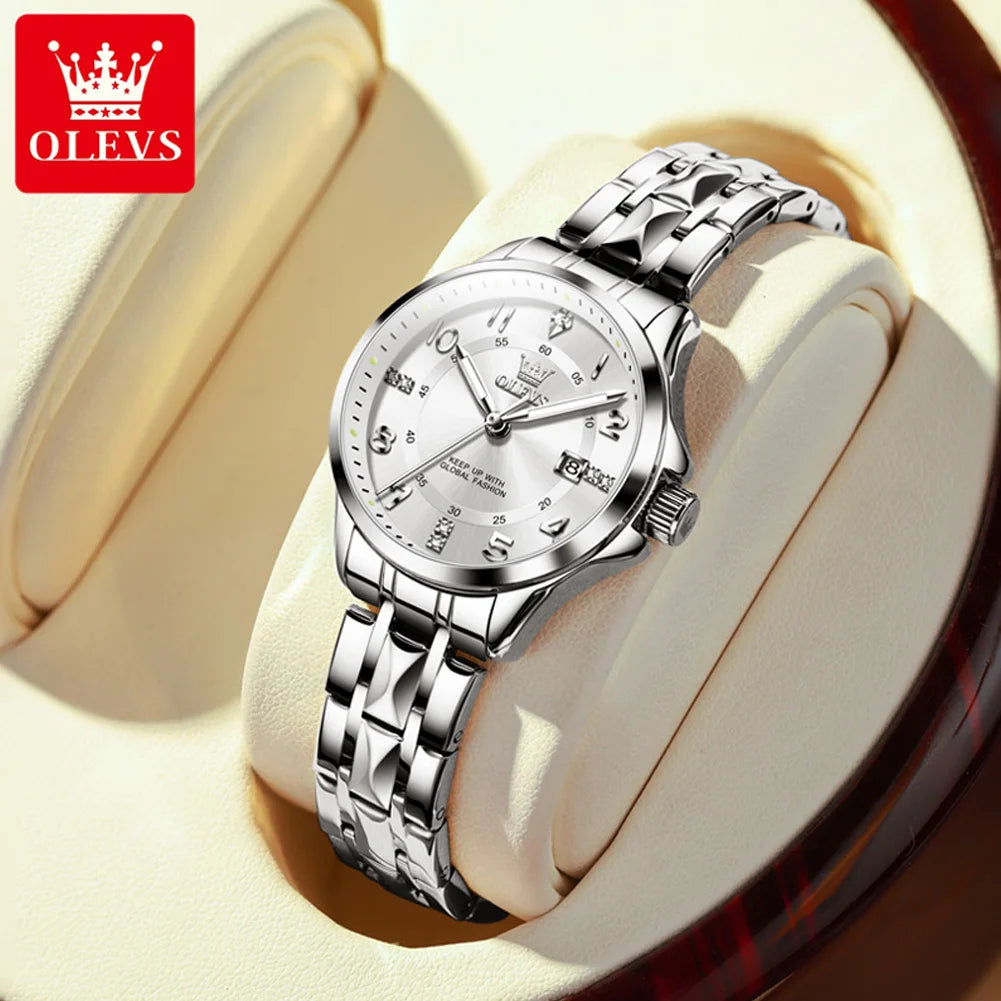 OLEVS 2910 Gold Luxury Brand Women's Watches Waterproof Luminous Wristwatch Date Original Certified Brand Quartz Watch for Lady