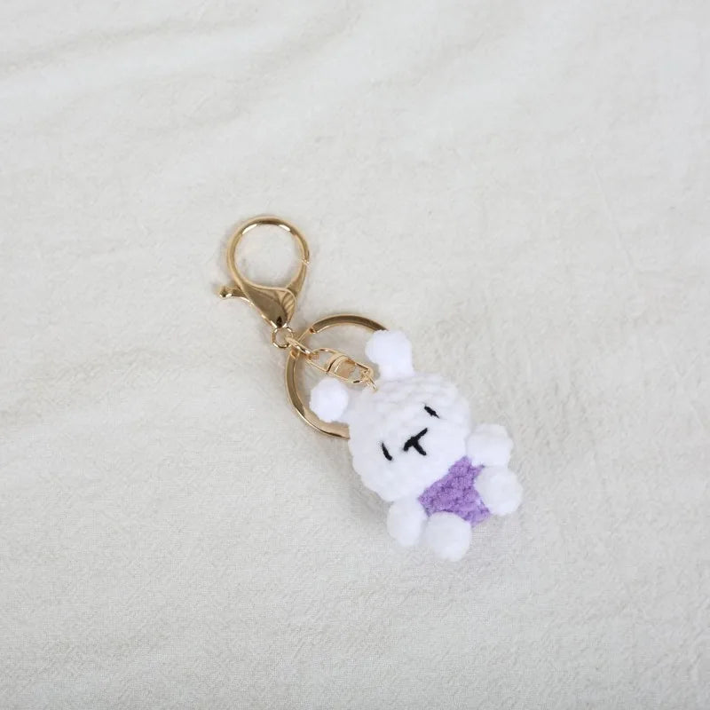 Funny Frog Doll Crochet Keychain Handmaking Mini Animal Doll Series Knitted Keyrings Cute Frog Keyrings Knitting Doll Pendant