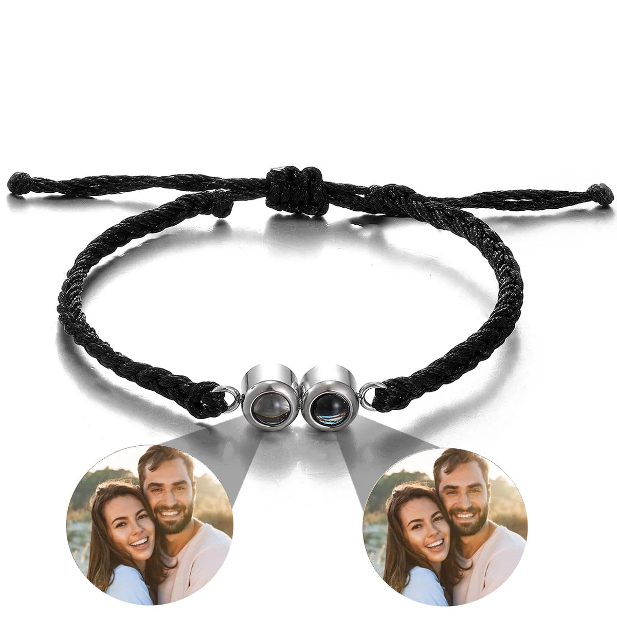 Adjustable Custom Dual Photo Projection Bracelet Customized Weaving Personalized Projection Picture Bracelet Stainless Steel