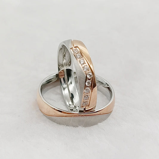 Hypoallergenic Titanium Matching Couple Rings Designer Crown Rose Golden Valentines Wedding Bands For Men And Women