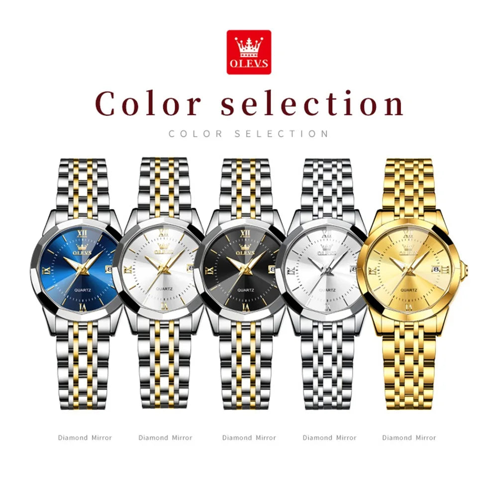 OLEVS 9989 Elegant Women Watch Casual Fashion Calendar Waterproof HD Luminous Watch Exquisite Luxury Brand Quartz Watch Girl