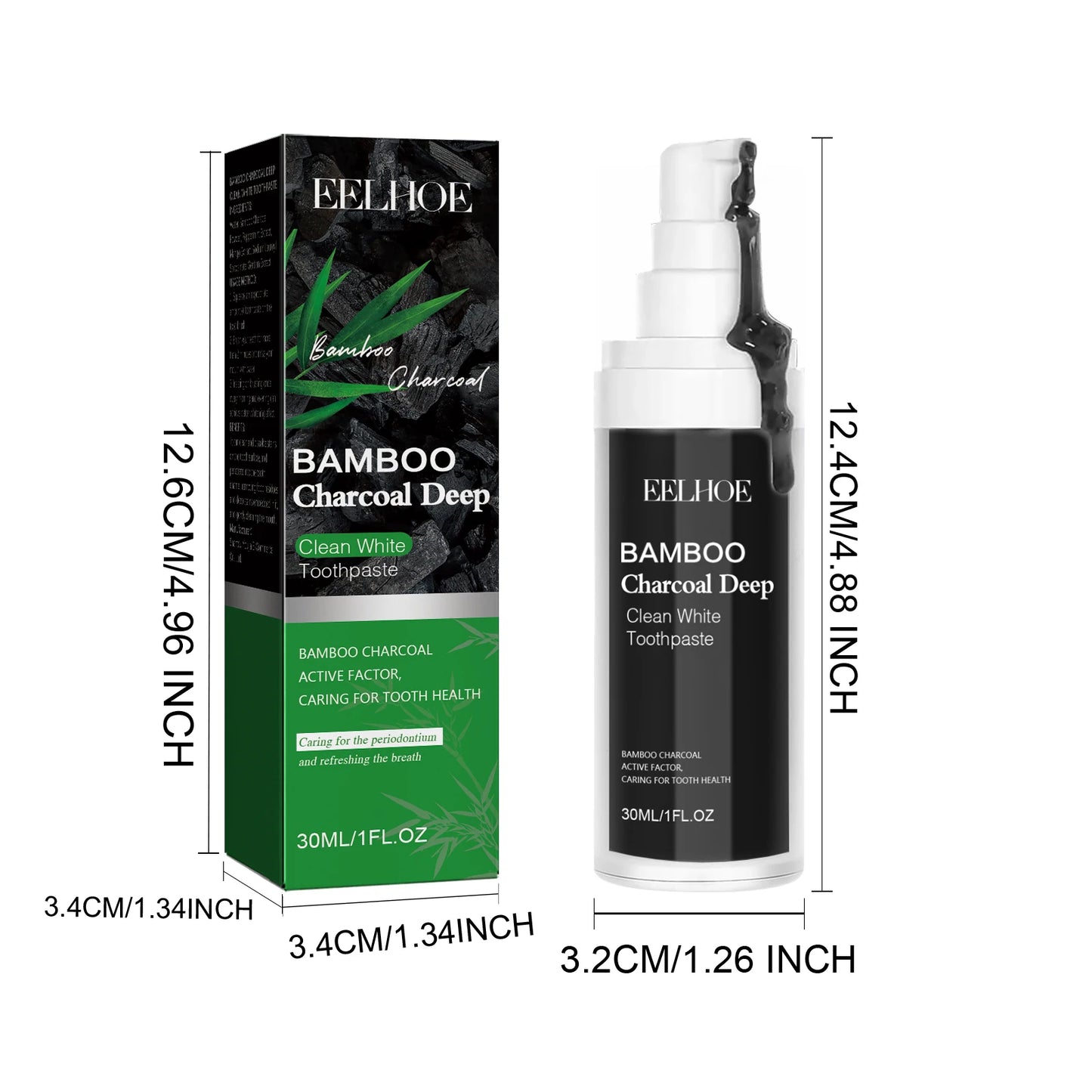 Whitening Toothpaste Bamboo Charcoal Toothpaste Remove Yellow Teeth Strong Deep Cleaning Teeth Stain Fresh Breath Oral Care 30ml