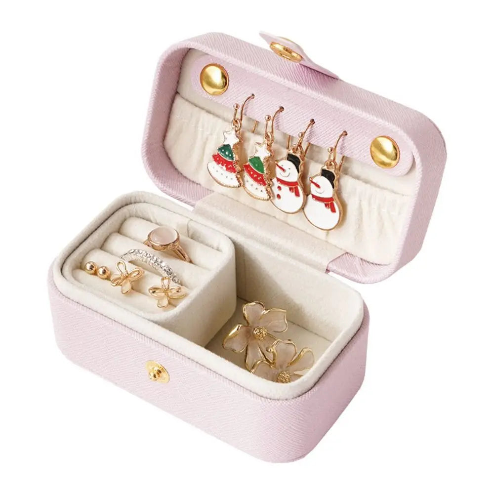 New PU Leather Mini Jewelry Box Flip Cover Mini Storage Case Portable Jewelry Organizer for Women Girls