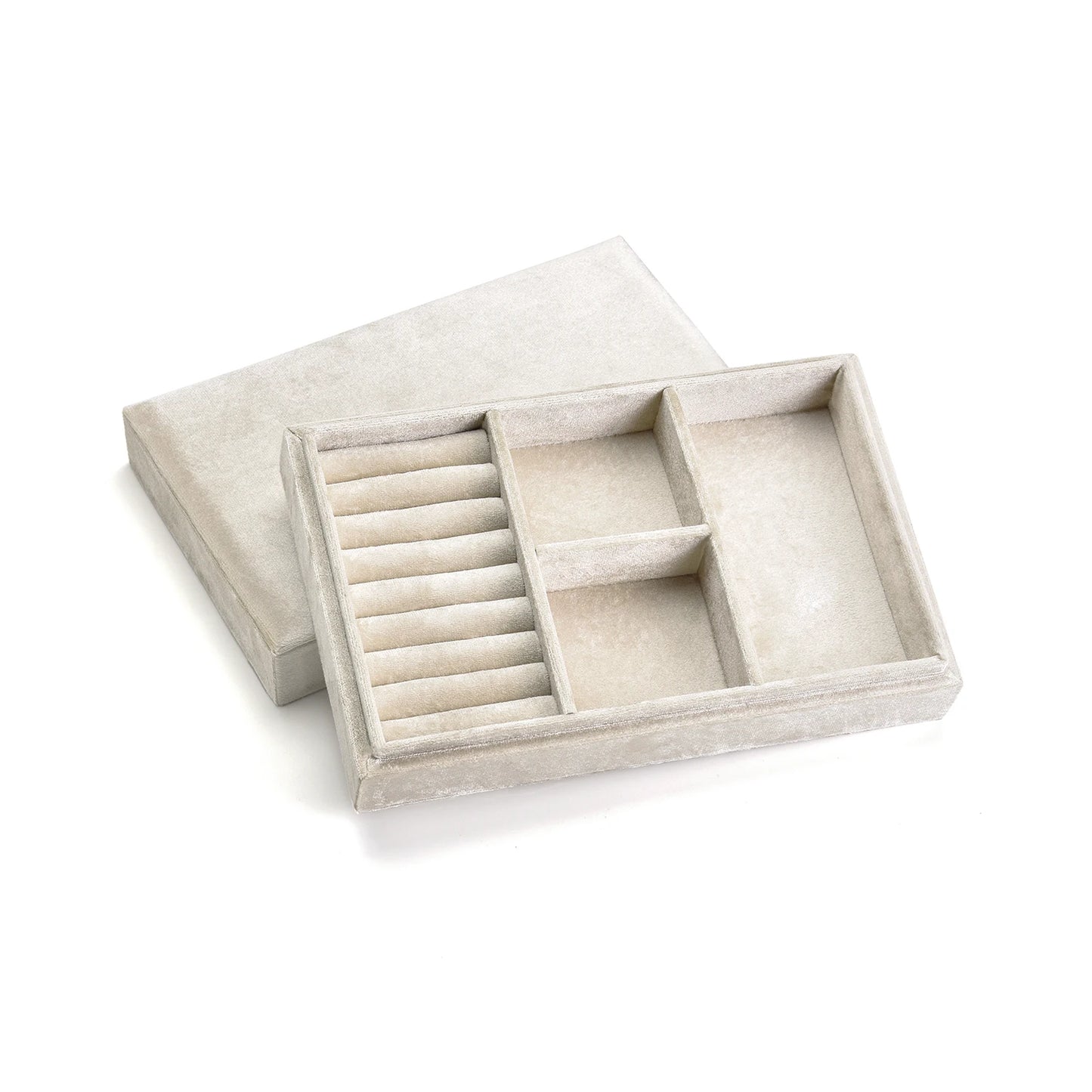 TAIMY Luxury Velvet Travel Portable Custom Logo Jewelry Tray With Lid Desktop Ring Bracelet Watch Storage Box Display Packaging
