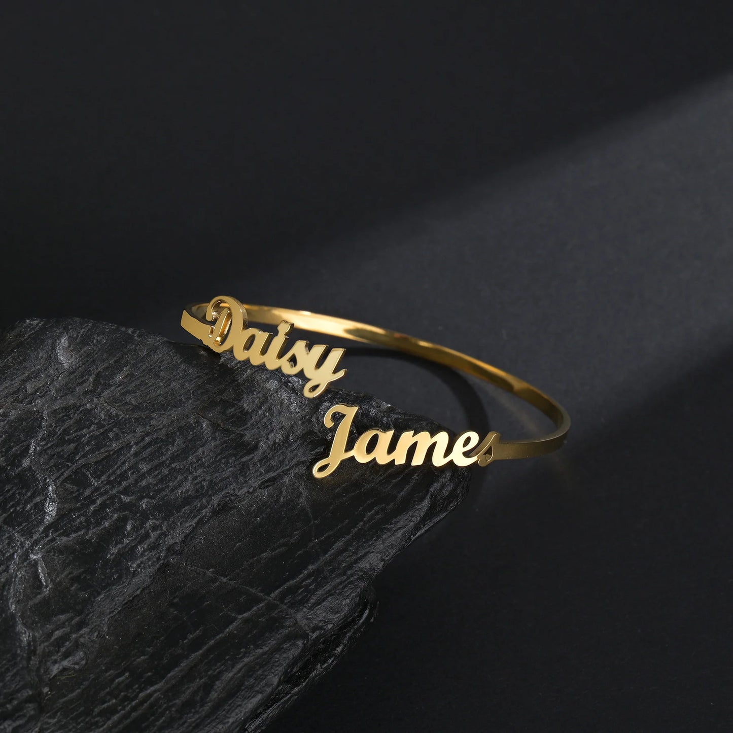 Atoztide Customized Name Bracelet Personalized Stainless Steel for Women Men Zircon Letter Custom Bangles Chrismas Jewelry Gift