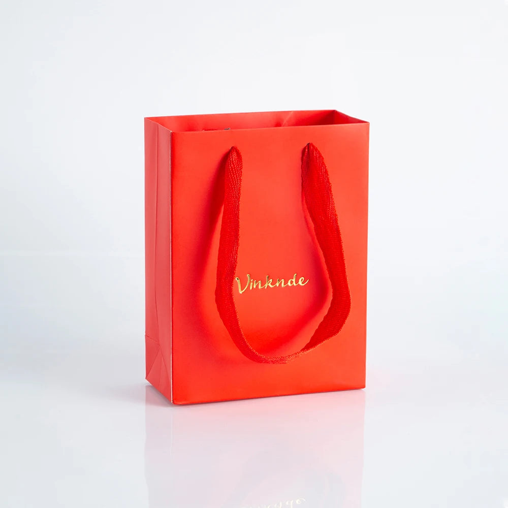 100Pack Kraft Gift Bags with Handles Custom Logo 15x6 | Faeva London