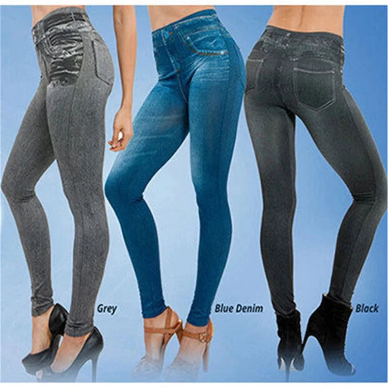 High Waist Ultra Stretch Denim Leggings for Women Slim Fit Lifted Buttocks Tight Pants Comfortable Stretchy Leggings