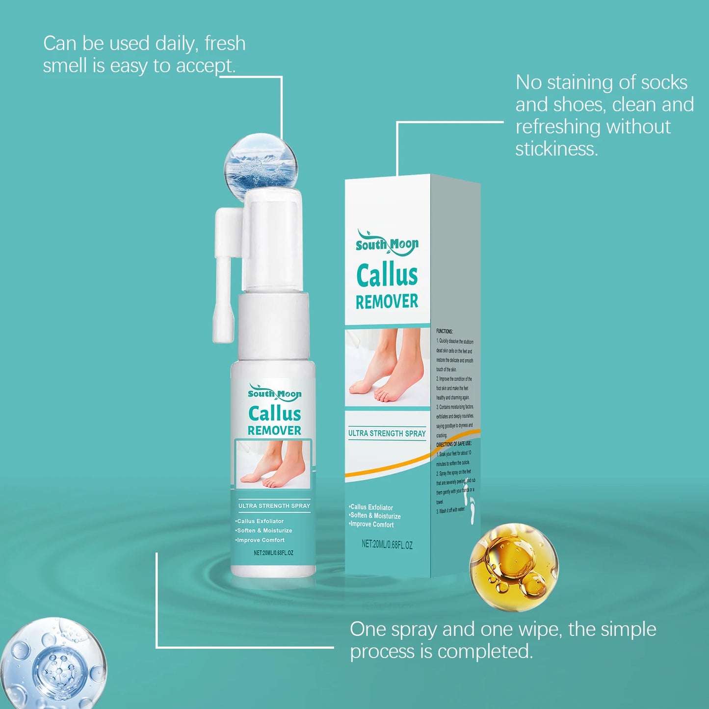 Foot Peeling Spray Instantly Remove Dead Skin Calluses Moisturizing Nourish Dry Cracked Rough Heels Exfoliating Foot Serum 20ml