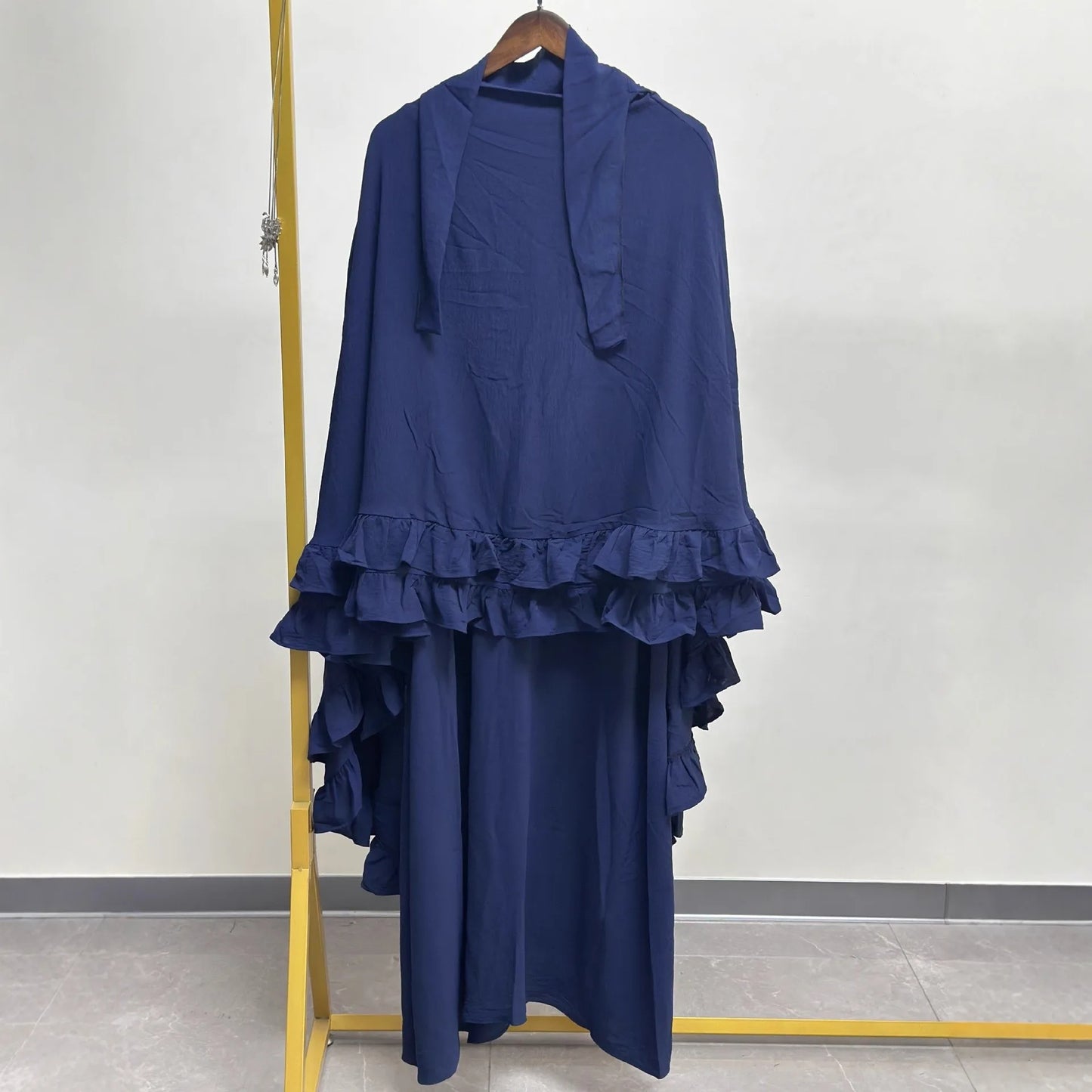 Eid Women Prayer Garment Dress 2 Piece Set Long Khimar Muslim Abaya Dubai Party Dresses Kaftan Robe Longue Vestidos Largos