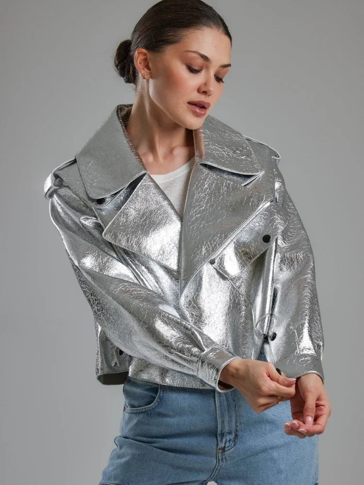 Oversized PU Leather Jacket | Faeva London
