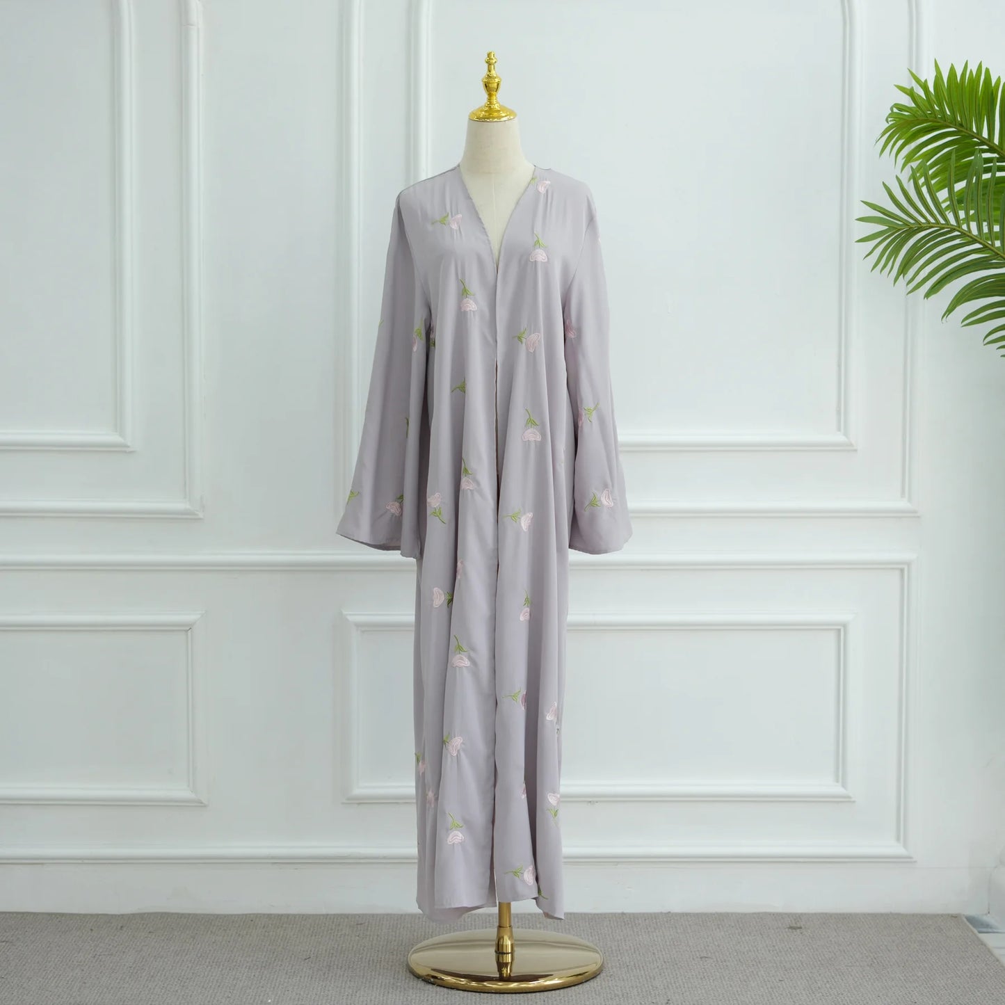 Eid Luxury Floral Embroidery Abaya Kimono Dubai Cardigan Muslim Party Dress Abayas for Women Turkish Islamic Clothes Kaftan Robe