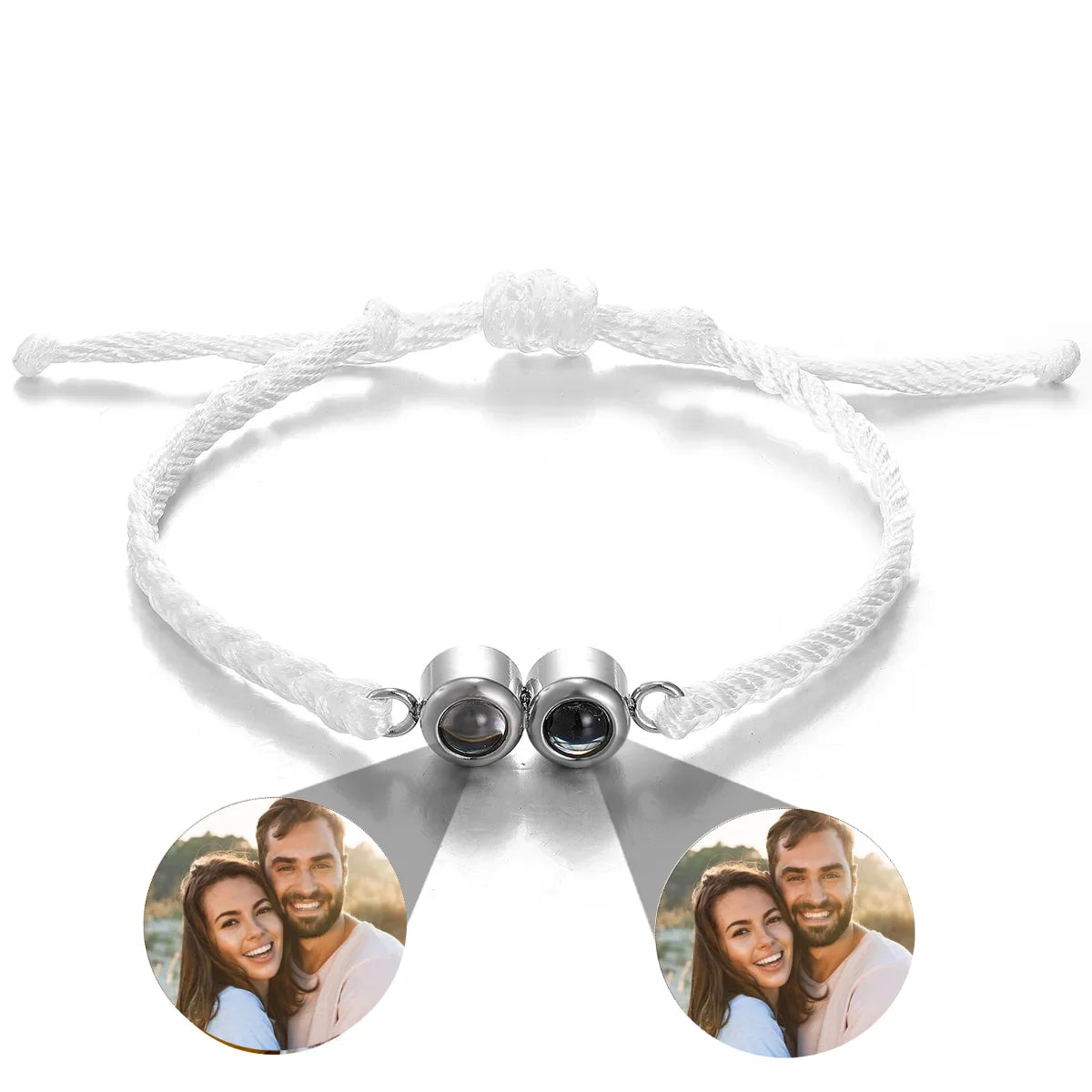 Adjustable Custom Dual Photo Projection Bracelet Customized Weaving Personalized Projection Picture Bracelet Stainless Steel