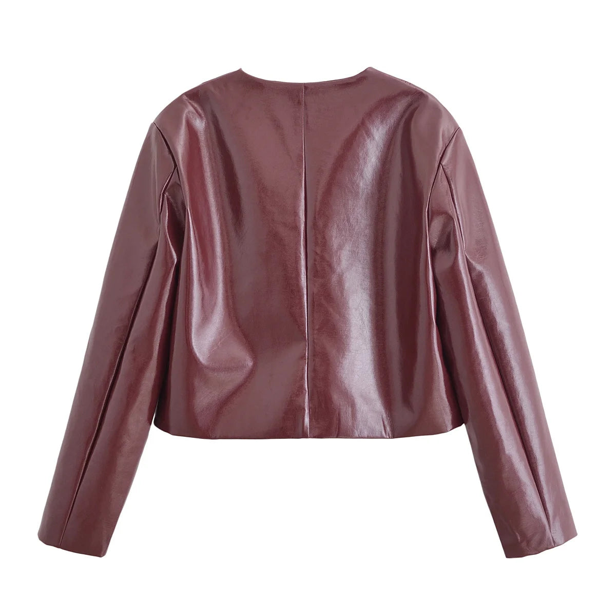 Leather Jackets Women's Pu Coat Red Elegant Outwear Long Sleeve Coat With Pockets Cropped 2024 inszart inszart Woman Jackets Top