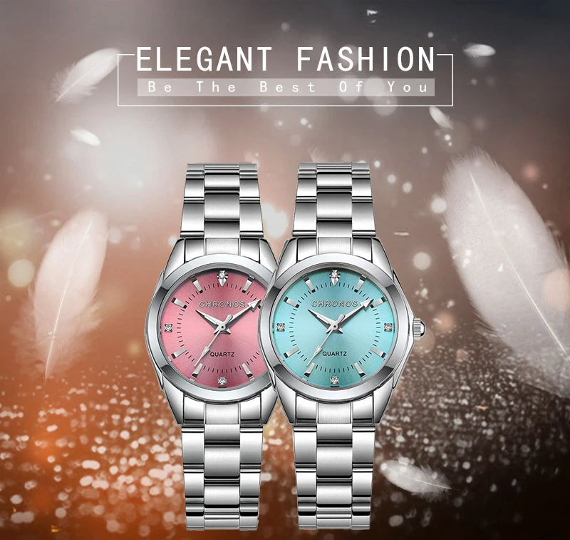 CHRONOS Elegant Women Watch Luxury Ladies Fashion Girls Wristwatch Quartz Movement Stainless Steel Gift for Female Girlfriend