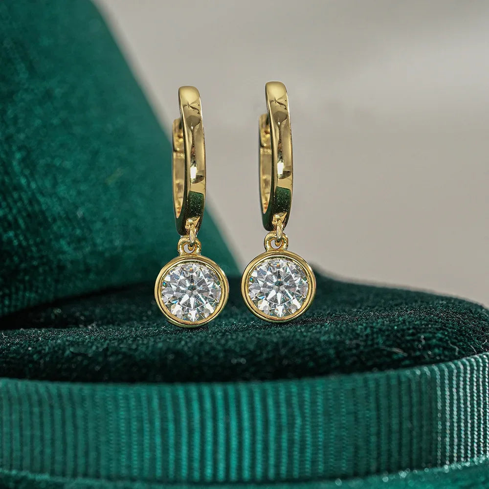 Simple 0.5ct Round Pear Emerald Moissanite Diamond Earring for Women 925 Sterling Silver Plated 18K Women Moissanite Earring GRA