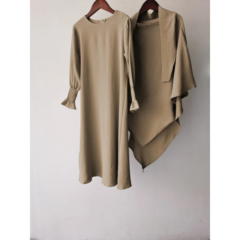 Eid Kids Hijab Hooded Bat Sleeve Dress Fashion Casual Children Wear Jilbab Islam Muslim Ramadan Dubai Turkey Abaya Modest Outfit