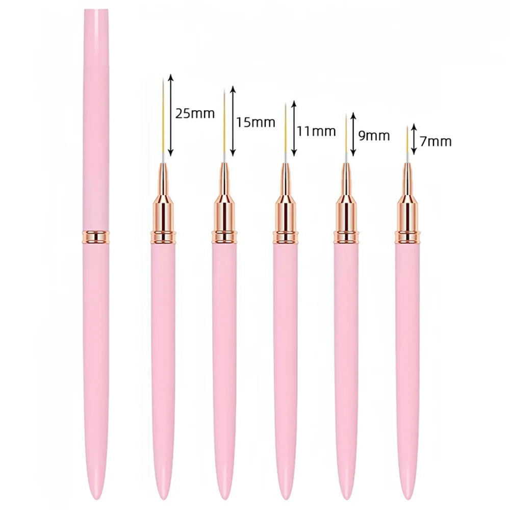 Nail Brush Pen 5pcs/set Nail Art Liner Brushes Set Elongated Striping Drawing Professional