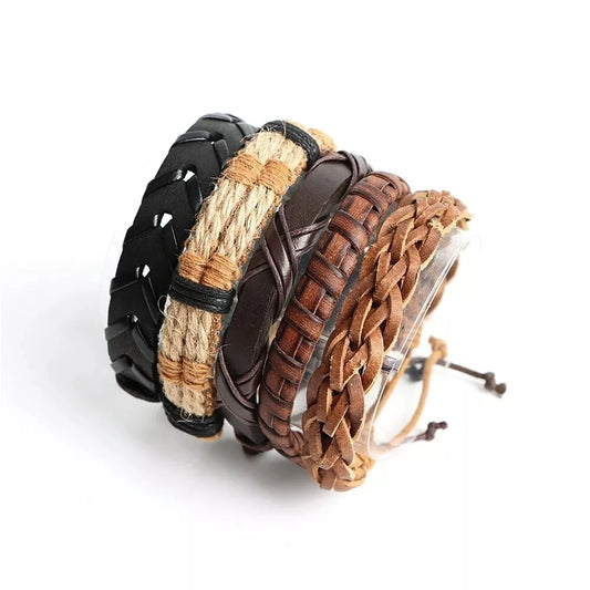 Braided Leather Wrap Bracelet Set 20pcs