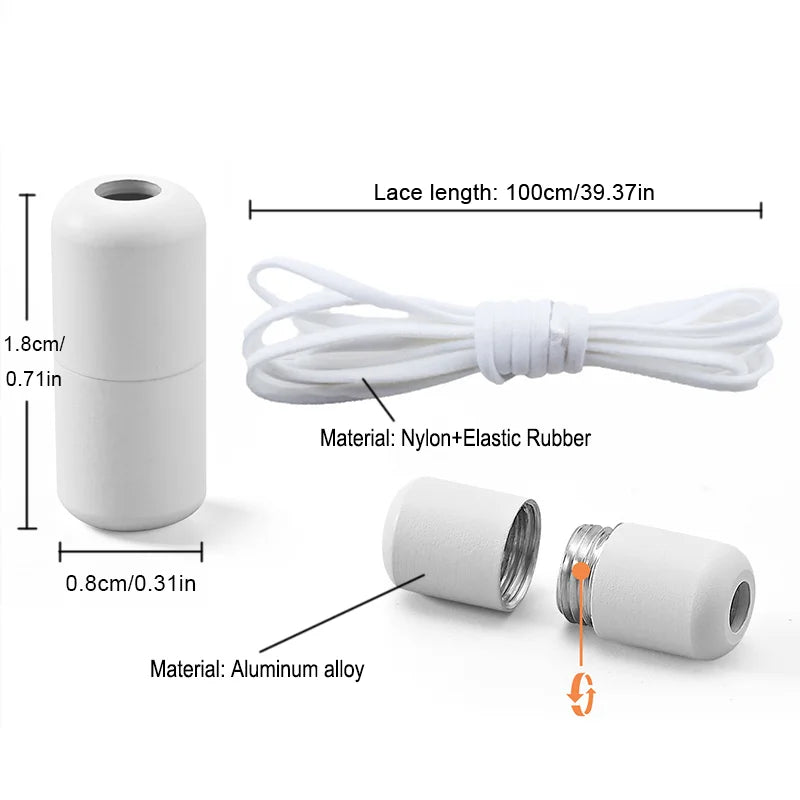 1 Pair Non-Removable Shoelaces Capsule Buckle Elastic Design for Fashionable Board and Sports Shoes