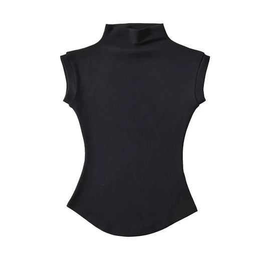 Sleeveless Turtleneck Slim Fit Tee