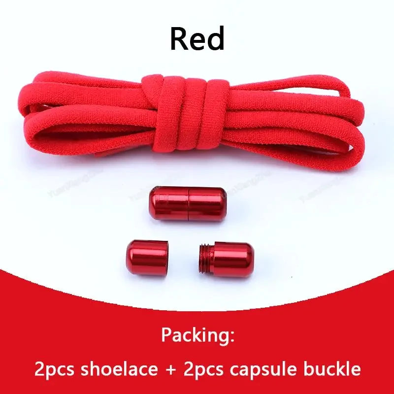 1 Pair Non-Removable Shoelaces Capsule Buckle Elastic Design for Fashionable Board and Sports Shoes