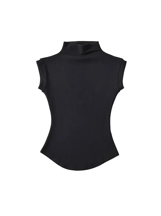 Sleeveless Turtleneck Slim Fit Tee