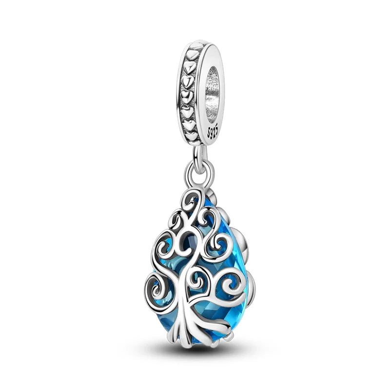New 925 Sterling Silver Charms Beads Pendants Tree of Life Turtle Love Gemstone Sunflower Charms For Women Bracelet Jewelry Gift