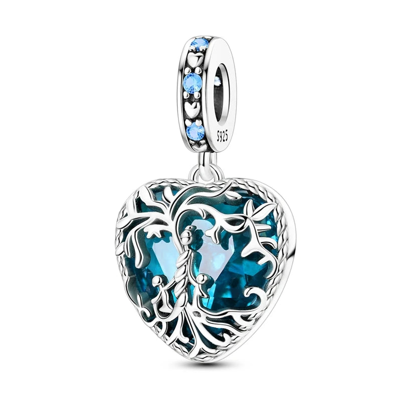 New 925 Sterling Silver Charms Beads Pendants Tree of Life Turtle Love Gemstone Sunflower Charms For Women Bracelet Jewelry Gift