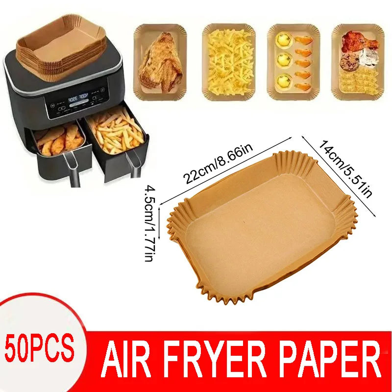 50/100PCS Air Fryer Disposable Paper Square Round Baking Paper Barbecue Plate NonStick Mat Kitchen Oven Oil Absorbing Paper Tool