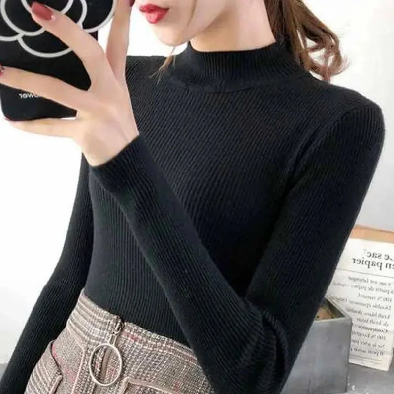 Mock Neck Knitted Sweater