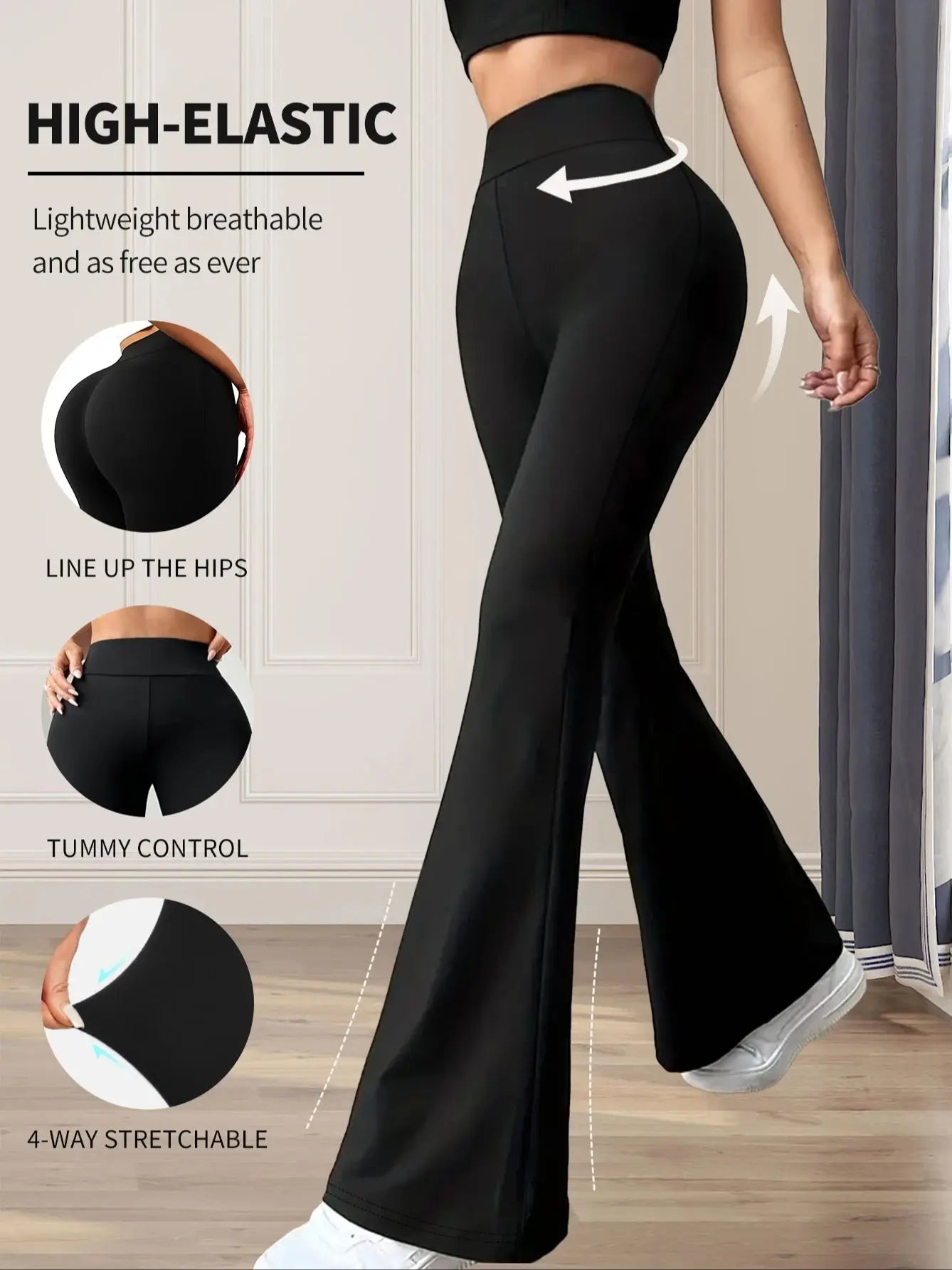 Women's High Waist Legging Tummy Control Bootcut Workout High Waist Bell Bottom Pants 4-Way-Stretch Athleisure  Pants