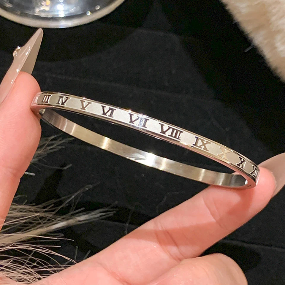 ZAKOL 5/1pcs Sparkling Zirconia Inlaid Stainless Steel Bracelet Set for Women Stackable Bangles Fashion Non Fading Jewelry Gift