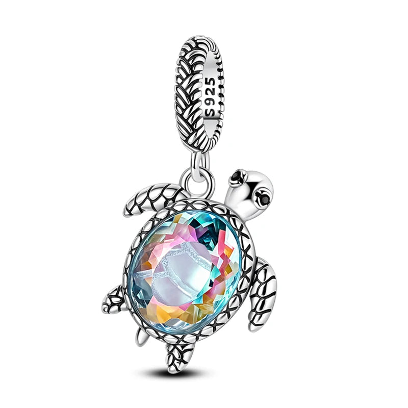 New 925 Sterling Silver Charms Beads Pendants Tree of Life Turtle Love Gemstone Sunflower Charms For Women Bracelet Jewelry Gift