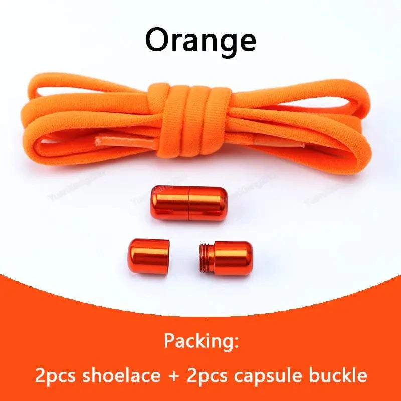 1 Pair Non-Removable Shoelaces Capsule Buckle Elastic Design for Fashionable Board and Sports Shoes